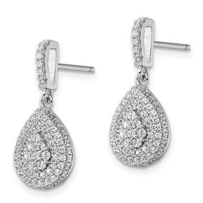 Sterlingsilber Brillant Glut Rhodiniert 164 Stein Mikro Pavé Zirkonia Tropfen Hängend Ohrstecker