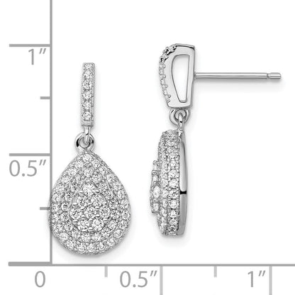 Sterlingsilber Brillant Glut Rhodiniert 164 Stein Mikro Pavé Zirkonia Tropfen Hängend Ohrstecker