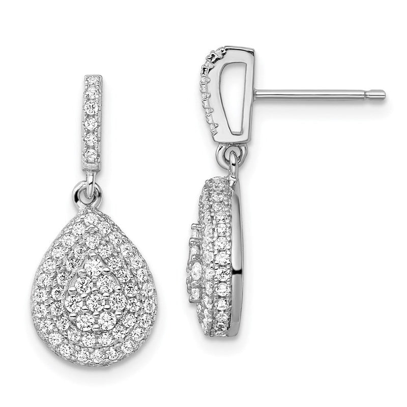 Sterlingsilber Brillant Glut Rhodiniert 164 Stein Mikro Pavé Zirkonia Tropfen Hängend Ohrstecker