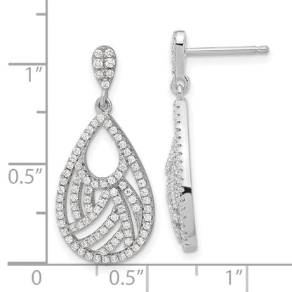 Sterlingsilber Brillant Glut Poliert Zirkonia Tropfen Hängend Ohrstecker
