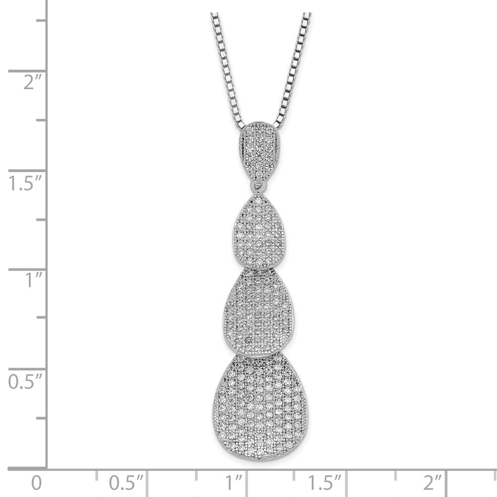 Sterlingsilber & Zirkonia Brillant Glut Poliert Dreifach Tropfen Halskette