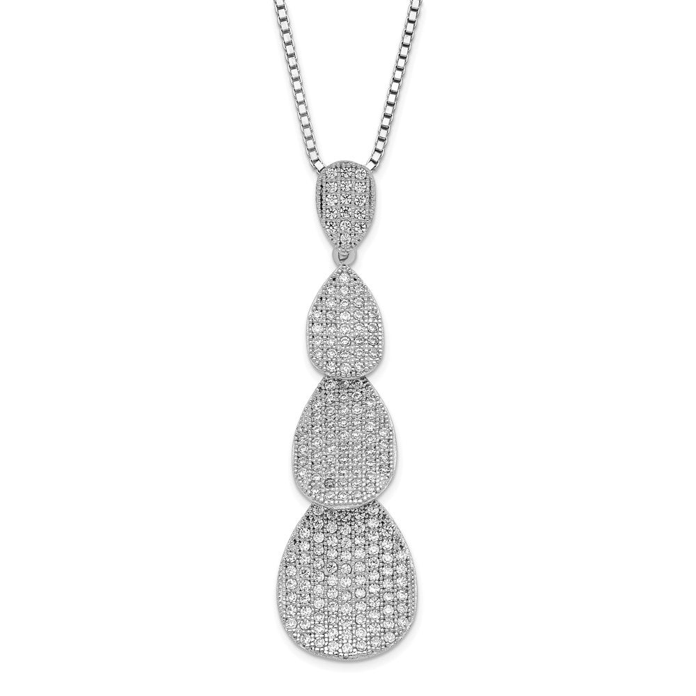 Sterlingsilber & Zirkonia Brillant Glut Poliert Dreifach Tropfen Halskette