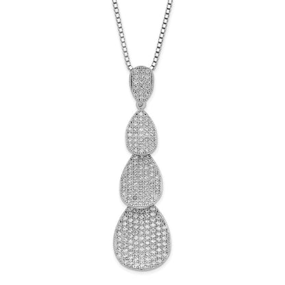 Sterlingsilber & Zirkonia Brillant Glut Poliert Dreifach Tropfen Halskette