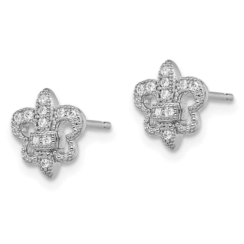 Sterlingsilber Brillant Glut Rhodiniert 20 Stein Mikro Pavé‚äö Zirkonia Fleur De Lis Ohrstecker