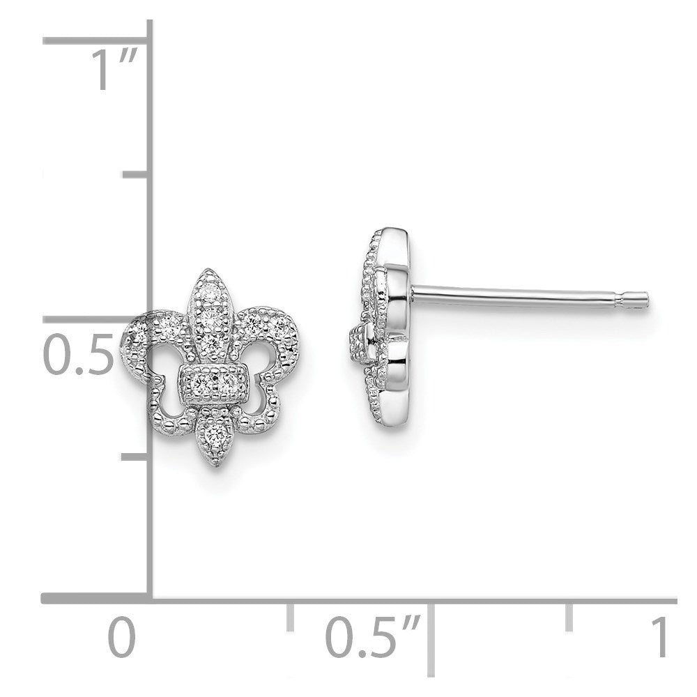 Sterlingsilber Brillant Glut Rhodiniert 20 Stein Mikro Pavé‚äö Zirkonia Fleur De Lis Ohrstecker
