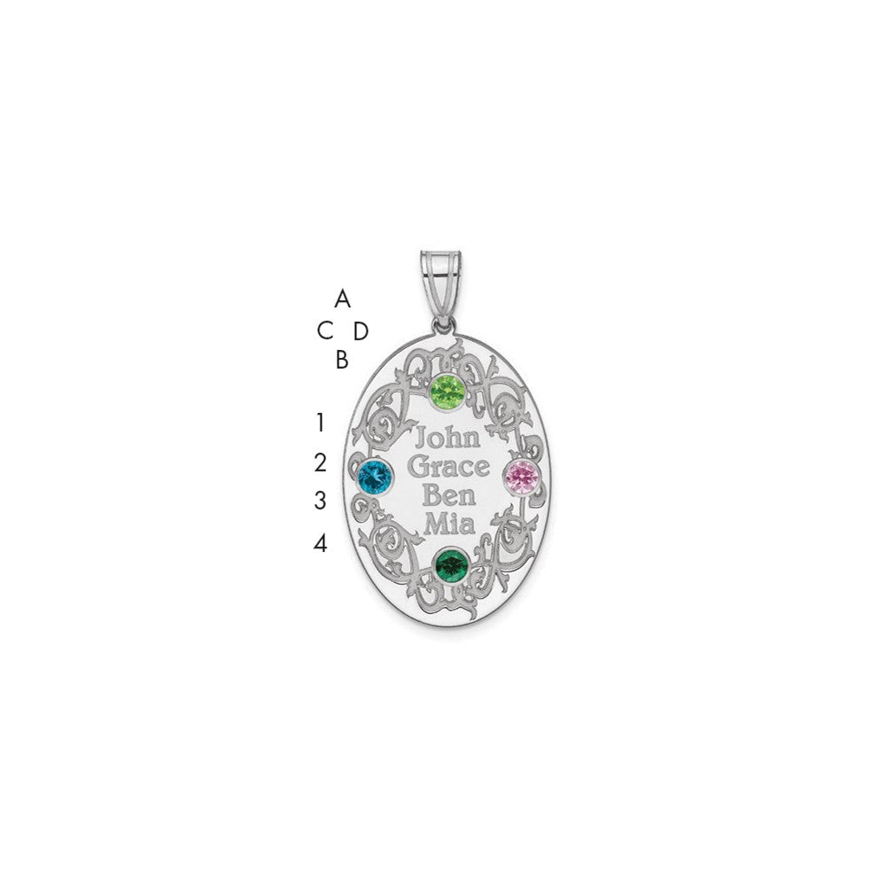 Sterlingsilber Rhodiniert Kristall Familie Anhänger