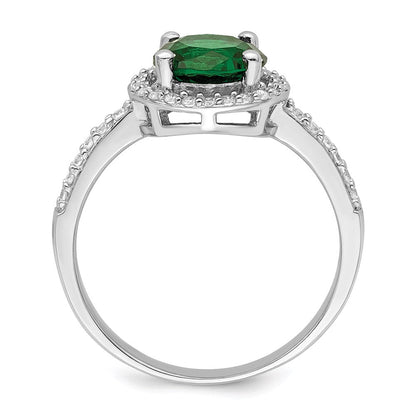 Sterlingsilber Brillant Glut Rhodiniert 35 Stein Weiß und Grün Mikro Pavé Zirkonia Ring