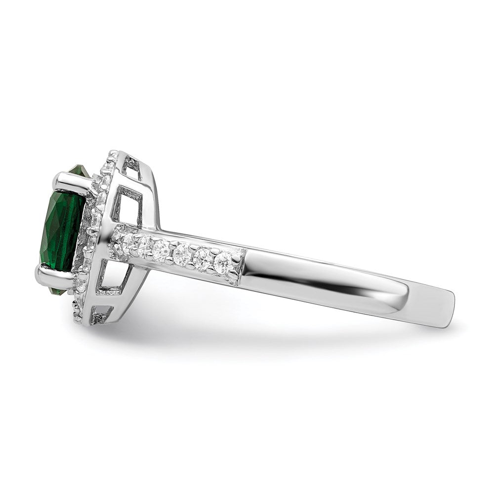 Sterlingsilber Brillant Glut Rhodiniert 35 Stein Weiß und Grün Mikro Pavé Zirkonia Ring