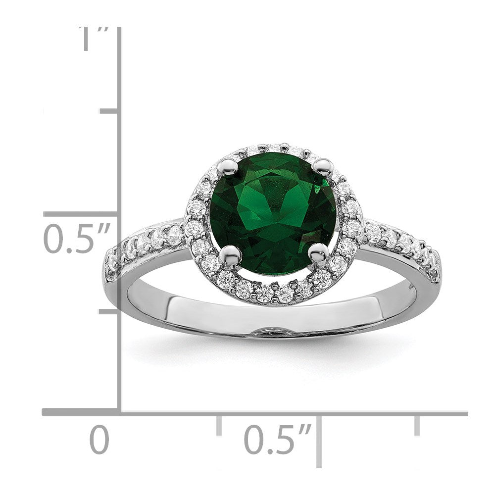 Sterlingsilber Brillant Glut Rhodiniert 35 Stein Weiß und Grün Mikro Pavé Zirkonia Ring