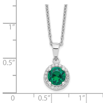 Sterlingsilber Brillant Glut Rhodiniert 20 Stein 18 Zoll Weiß und Grün Mikro Pavé Zirkonia Halskette mit 2 Verlängerung