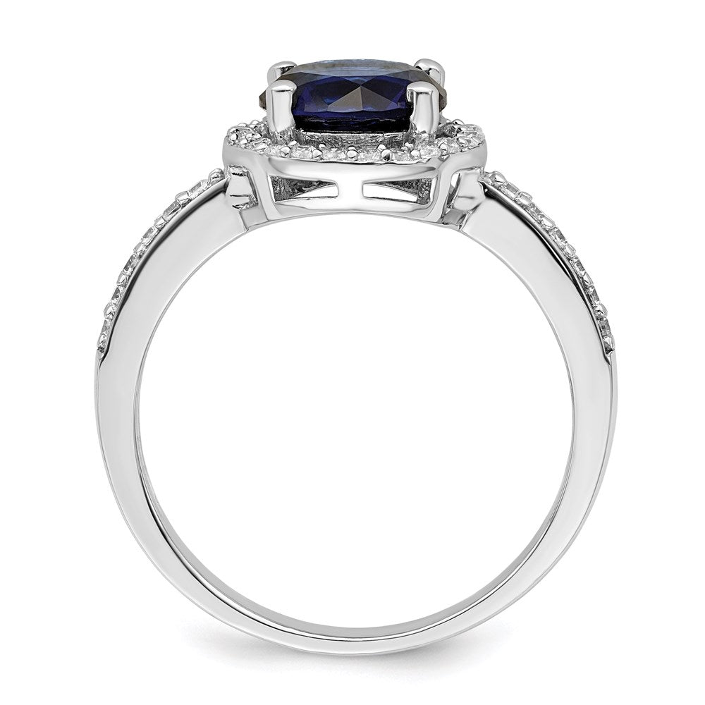 Sterlingsilber Brillant Glut Rhodiniert 35 Stein Weiß und Blau Mikro Pavé Zirkonia Ring