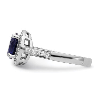 Sterlingsilber Brillant Glut Rhodiniert 35 Stein Weiß und Blau Mikro Pavé Zirkonia Ring