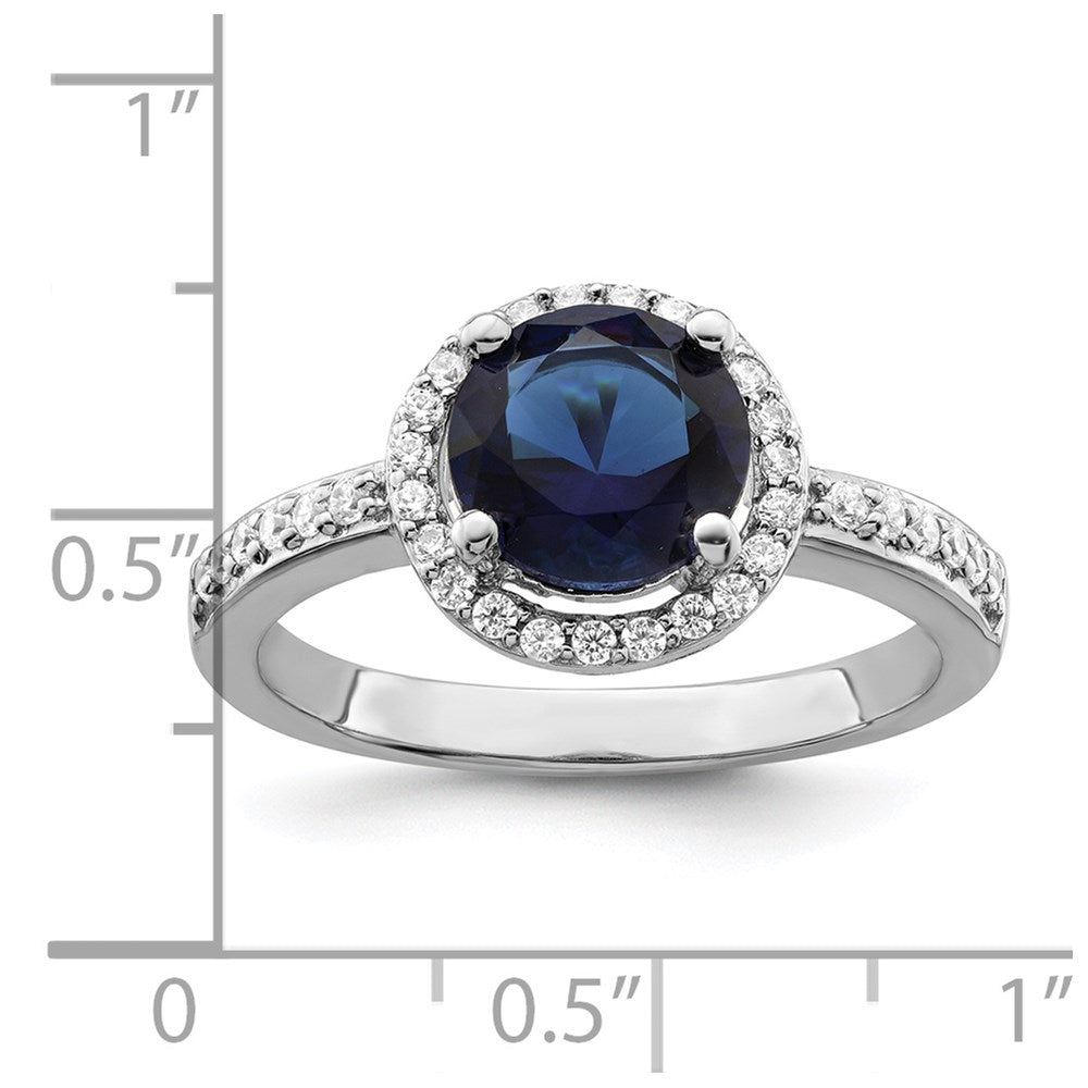 Sterlingsilber Brillant Glut Rhodiniert 35 Stein Weiß und Blau Mikro Pavé Zirkonia Ring