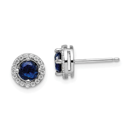 Sterlingsilber Brillant Glut Rhodiniert 34 Stein Weiß und Blau Mikro Pavé Heiligenschein Zirkonia Ohrstecker