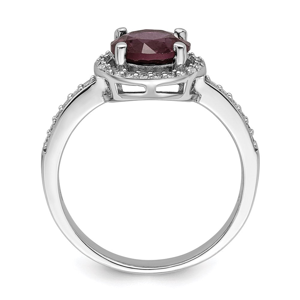 Sterlingsilber Brillant Glut Rhodiniert 35 Stein Rot Corundum und Zirkonia Heiligenschein Ring