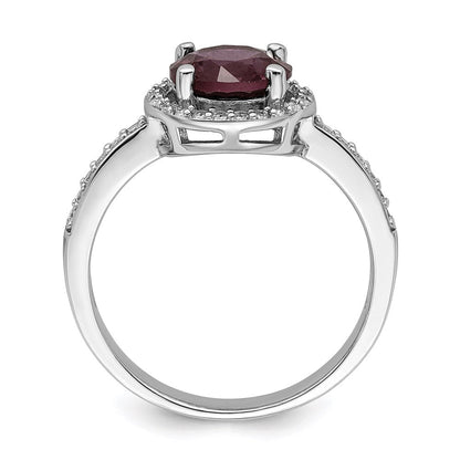 Sterlingsilber Brillant Glut Rhodiniert 35 Stein Rot Corundum und Zirkonia Heiligenschein Ring