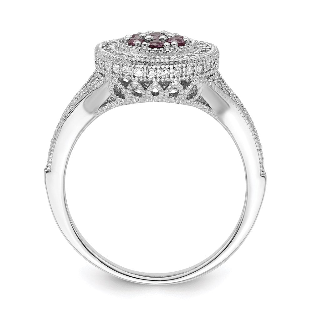 Sterlingsilber Brillant Glut Rhodiniert 86 Stein Mikro Pavé Rot und Weiß Zirkonia Kreis Ring
