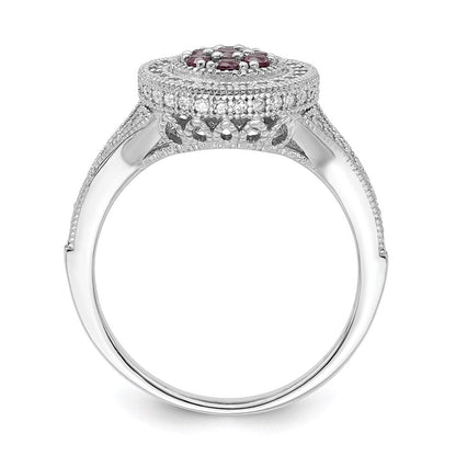Sterlingsilber Brillant Glut Rhodiniert 86 Stein Mikro Pavé Rot und Weiß Zirkonia Kreis Ring