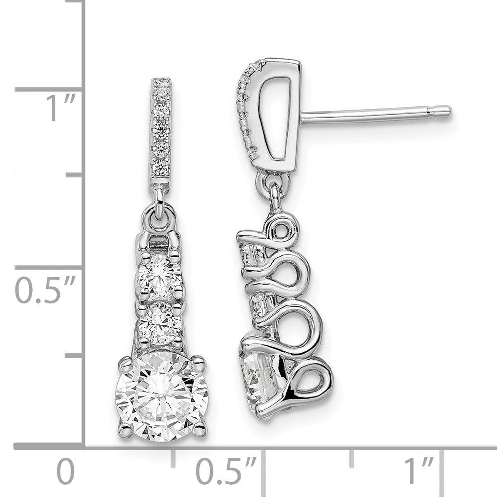 Sterlingsilber Brillant Glut Rhodiniert 18 Stein Mikro Pavé Zirkonia 3 Hängend Ohrstecker