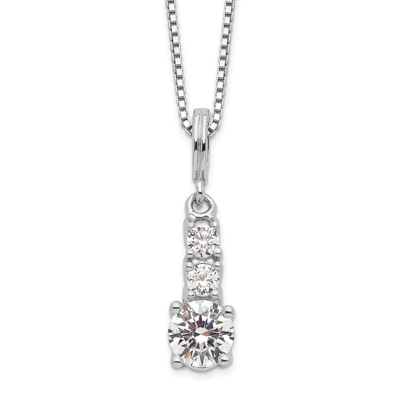 Sterlingsilber Brillant Glut Rhodiniert 3 Stein 18 Zoll Mikro Pavé Zirkonia Halskette mit 2 Verlängerung