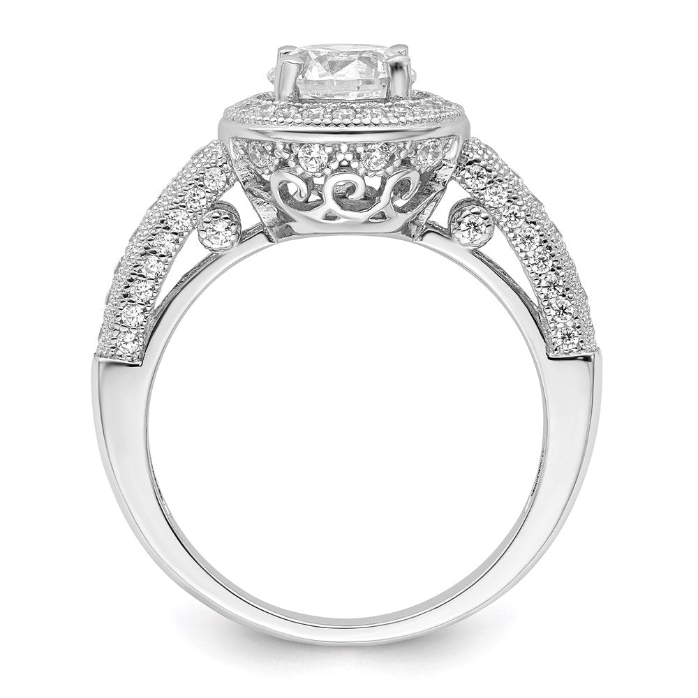 Sterlingsilber Brillant Glut Rhodiniert 81 Stein Heiligenschein Mikro Pavé Zirkonia Ring