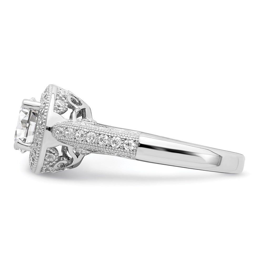 Sterlingsilber Brillant Glut Rhodiniert 81 Stein Heiligenschein Mikro Pavé Zirkonia Ring