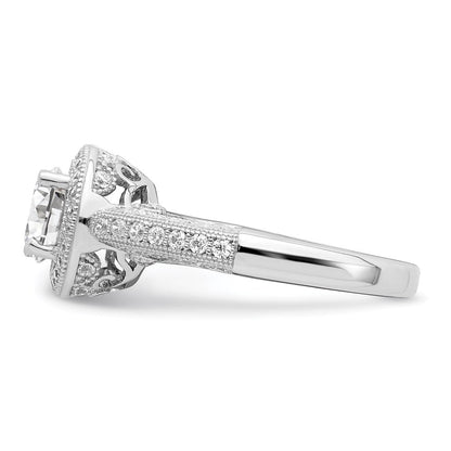 Sterlingsilber Brillant Glut Rhodiniert 81 Stein Heiligenschein Mikro Pavé Zirkonia Ring