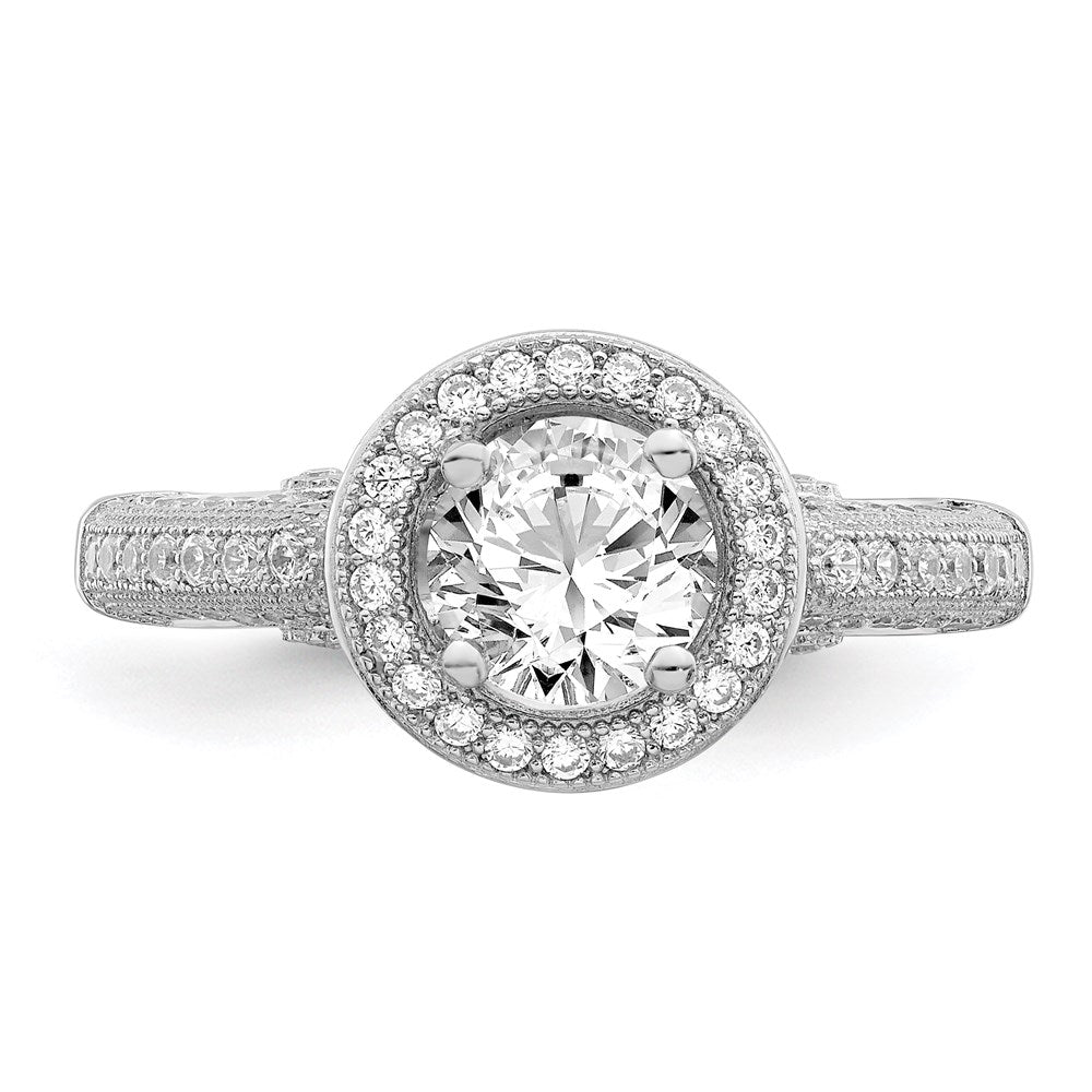 Sterlingsilber Brillant Glut Rhodiniert 81 Stein Heiligenschein Mikro Pavé Zirkonia Ring