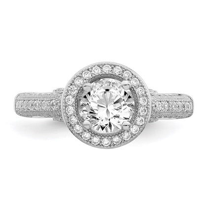 Sterlingsilber Brillant Glut Rhodiniert 81 Stein Heiligenschein Mikro Pavé Zirkonia Ring