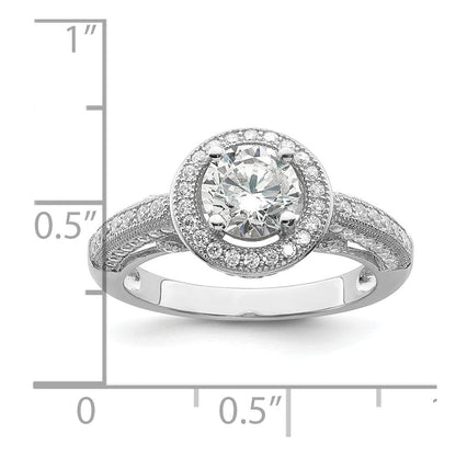 Sterlingsilber Brillant Glut Rhodiniert 81 Stein Heiligenschein Mikro Pavé Zirkonia Ring