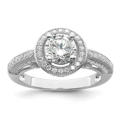 Sterlingsilber Brillant Glut Rhodiniert 81 Stein Heiligenschein Mikro Pavé Zirkonia Ring