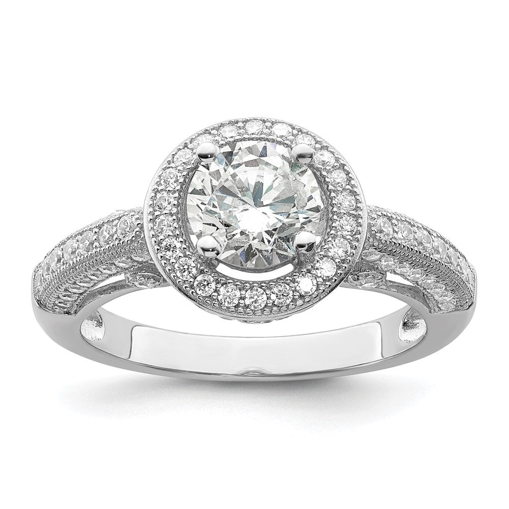 Sterlingsilber Brillant Glut Rhodiniert 81 Stein Heiligenschein Mikro Pavé Zirkonia Ring