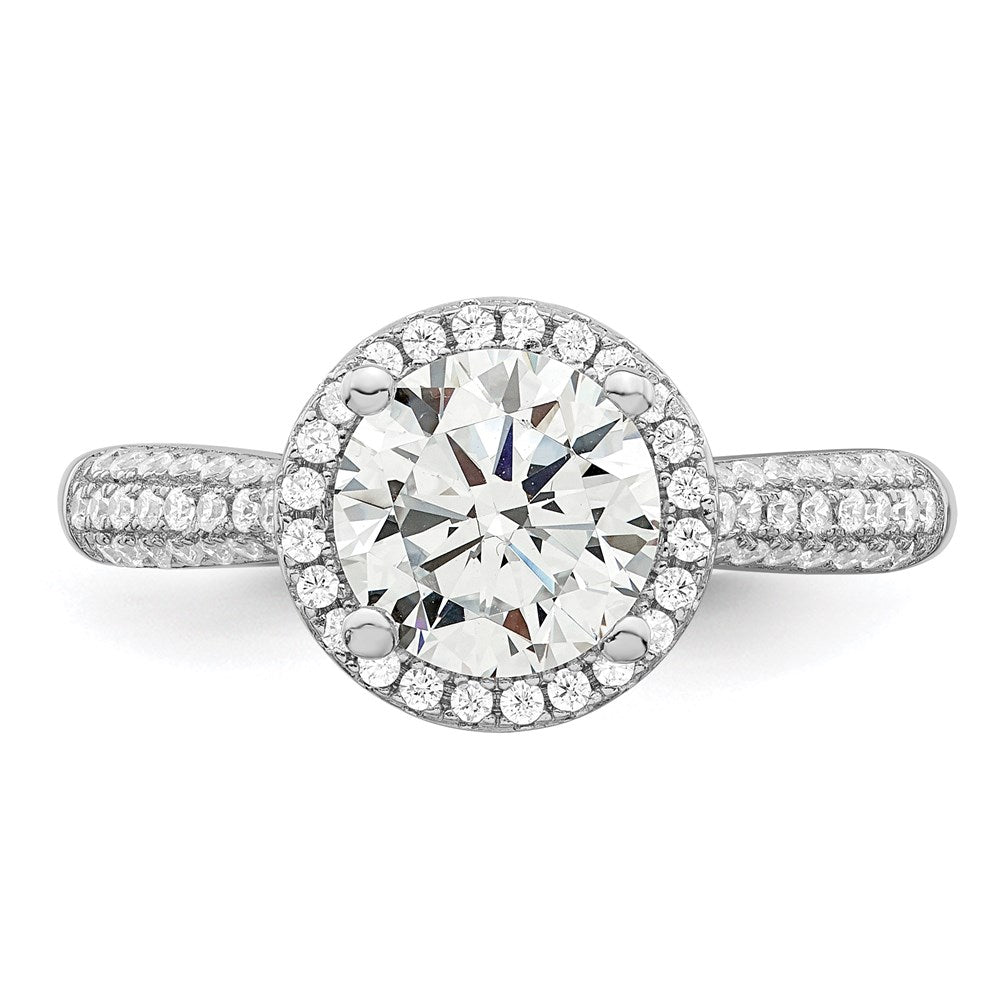 Sterlingsilber Brillant Glut Rhodiniert 69 Stein Heiligenschein Mikro Pavé Zirkonia Ring