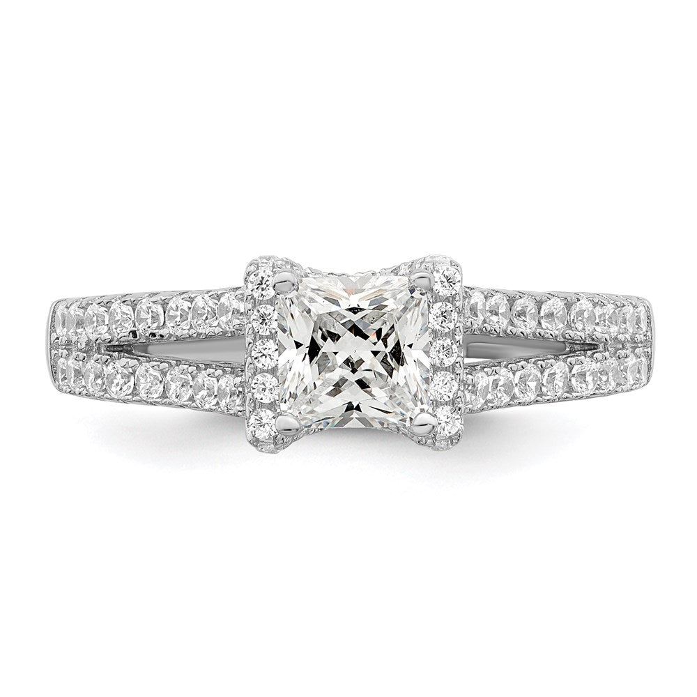 Sterlingsilber Brillant Glut Rhodiniert 61 Stein Mikro Pavé Zirkonia Ring