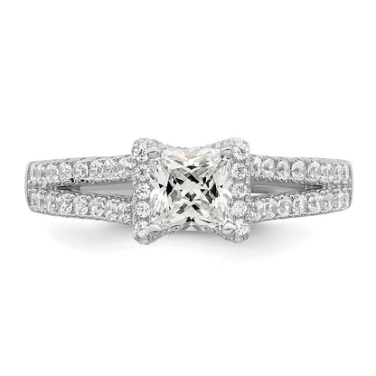 Sterlingsilber Brillant Glut Rhodiniert 61 Stein Mikro Pavé Zirkonia Ring