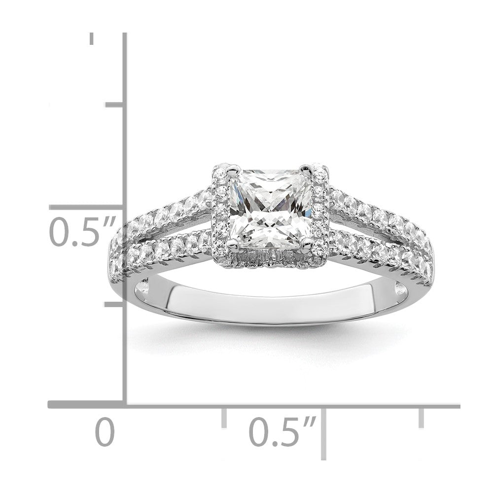 Sterlingsilber Brillant Glut Rhodiniert 61 Stein Mikro Pavé Zirkonia Ring