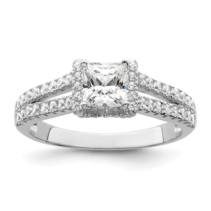Sterlingsilber Brillant Glut Rhodiniert 61 Stein Mikro Pavé Zirkonia Ring