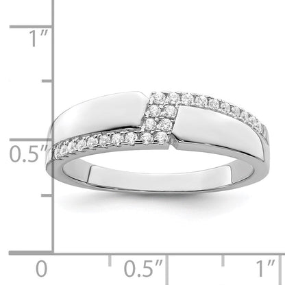 Sterlingsilber Brillant Glut Rhodiniert 24 Stein Mikro Pavé Zirkonia Herren Ring