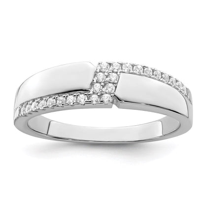 Sterlingsilber Brillant Glut Rhodiniert 24 Stein Mikro Pavé Zirkonia Herren Ring