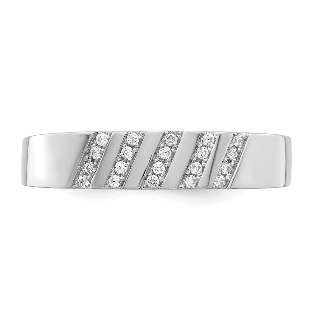 Sterlingsilber Brillant Glut Rhodiniert 20 Stein Mikro Pavé Zirkonia Herren Ring