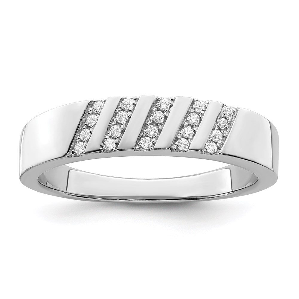 Sterlingsilber Brillant Glut Rhodiniert 20 Stein Mikro Pavé Zirkonia Herren Ring