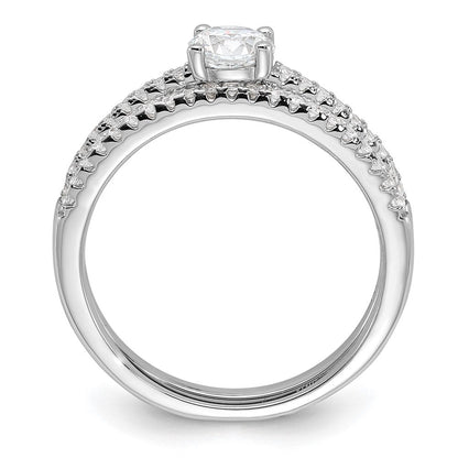 Sterlingsilber Brillant Glut Rhodiniert 40 Stein Mikro Pavé Zirkonia 2 Stück Hochzeit Ring Set