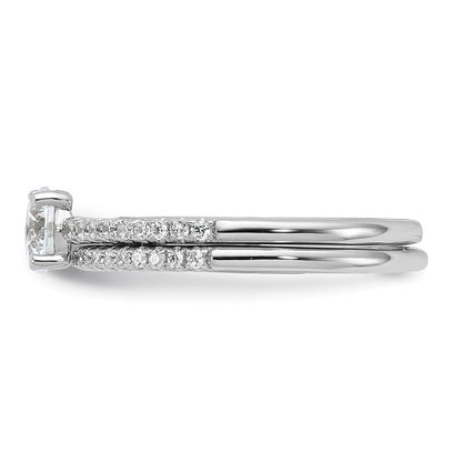 Sterlingsilber Brillant Glut Rhodiniert 40 Stein Mikro Pavé Zirkonia 2 Stück Hochzeit Ring Set