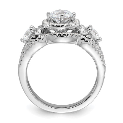 Sterlingsilber Brillant Glut Rhodiniert 93 Stein Mikro Pavé Zirkonia 2-piece Hochzeit Set