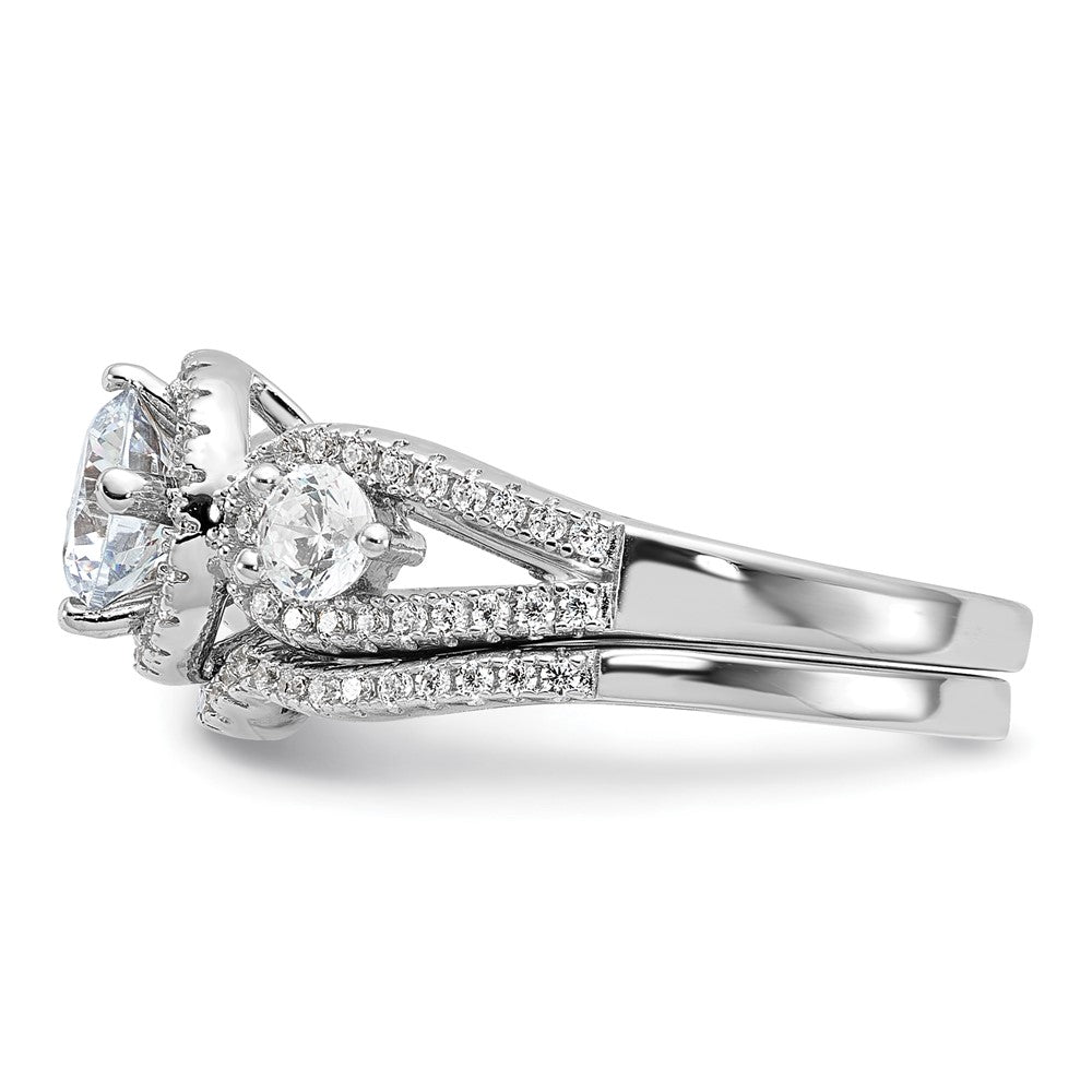 Sterlingsilber Brillant Glut Rhodiniert 93 Stein Mikro Pavé Zirkonia 2-piece Hochzeit Set
