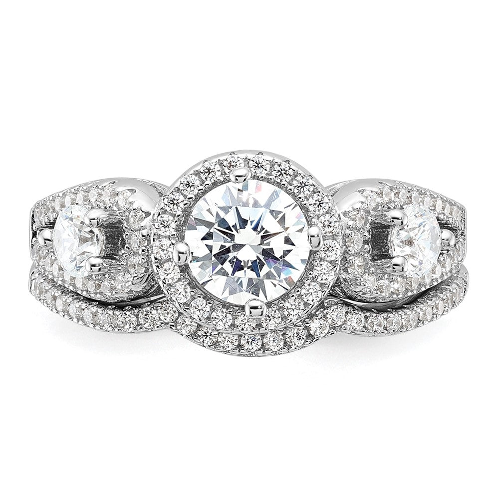 Sterlingsilber Brillant Glut Rhodiniert 93 Stein Mikro Pavé Zirkonia 2-piece Hochzeit Set