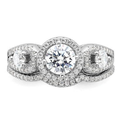Sterlingsilber Brillant Glut Rhodiniert 93 Stein Mikro Pavé Zirkonia 2-piece Hochzeit Set