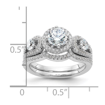 Sterlingsilber Brillant Glut Rhodiniert 93 Stein Mikro Pavé Zirkonia 2-piece Hochzeit Set