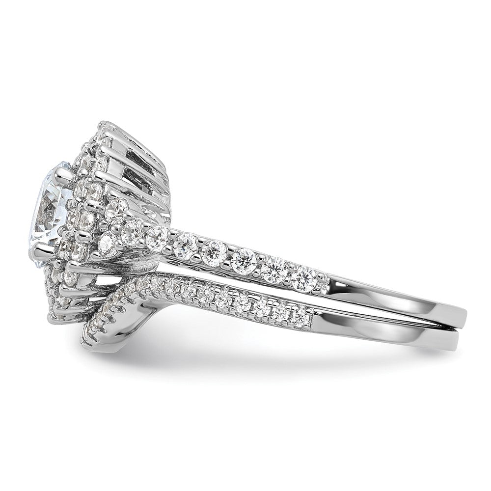 Sterlingsilber Brillant Glut Rhodiniert 86 Stein Mikro Pavé Zirkonia 2-piece Hochzeit Set