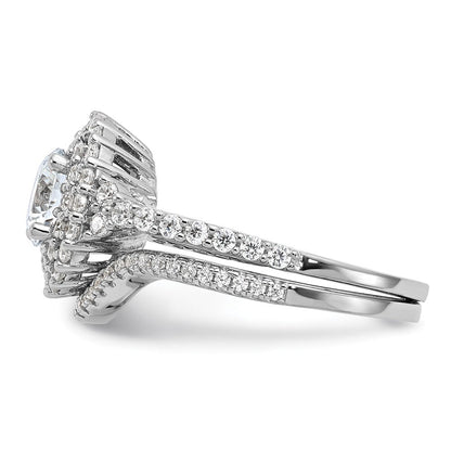 Sterlingsilber Brillant Glut Rhodiniert 86 Stein Mikro Pavé Zirkonia 2-piece Hochzeit Set